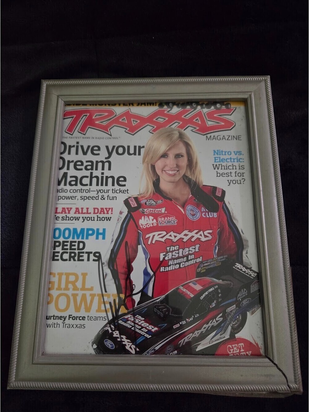 Courtney Force Signed Traxxas Magazine Cover in Frame NHRA Funny Car Display
